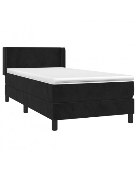 Giroletto a Molle con Materasso Nero 100x200 cm in Velluto