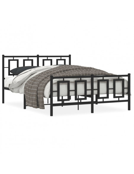Giroletto con Testiera e Pediera Metallo Nero 140x190 cm