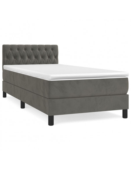 Giroletto a Molle con Materasso Grigio Scuro 100x200 cm Velluto