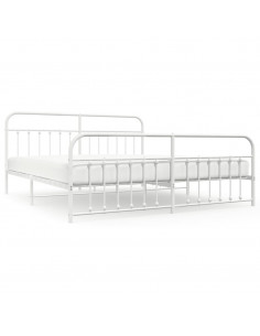 Giroletto con Testiera e Pediera Metallo Bianco 193x203 cm 2