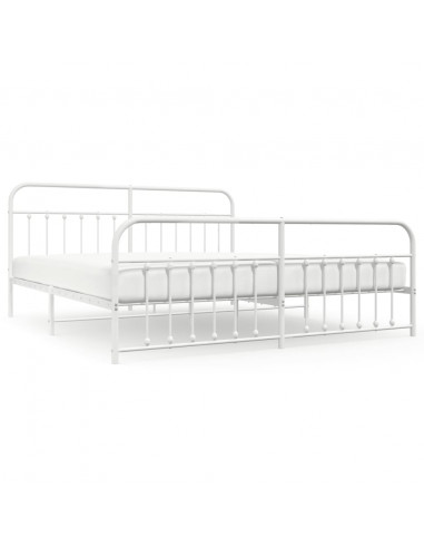 Giroletto con Testiera e Pediera Metallo Bianco 193x203 cm