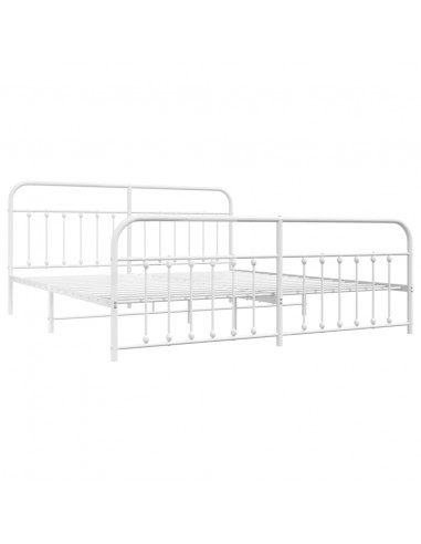 Giroletto con Testiera e Pediera Metallo Bianco 193x203 cm