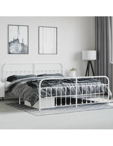 Giroletto con Testiera e Pediera Metallo Bianco 193x203 cm