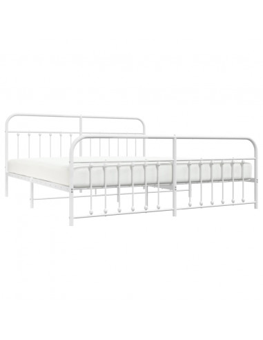 Giroletto con Testiera e Pediera Metallo Bianco 193x203 cm