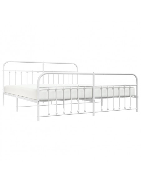 Giroletto con Testiera e Pediera Metallo Bianco 193x203 cm