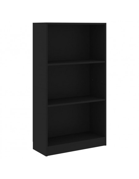 Libreria a 3 Ripiani Nera 60x24x109 cm in Legno Multistrato