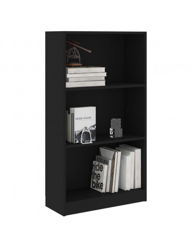 Libreria a 3 Ripiani Nera 60x24x109 cm in Legno Multistrato
