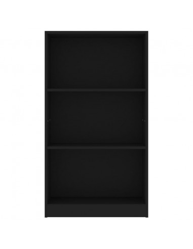 Libreria a 3 Ripiani Nera 60x24x109 cm in Legno Multistrato