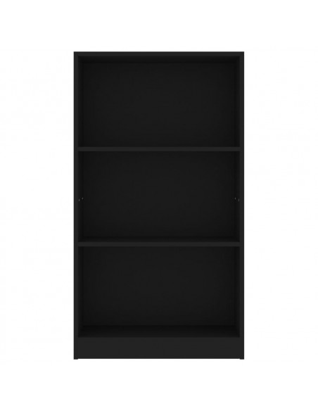 Libreria a 3 Ripiani Nera 60x24x109 cm in Legno Multistrato