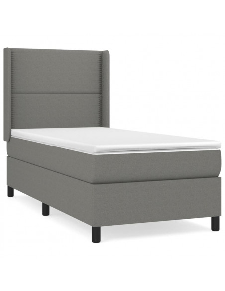 Giroletto a Molle con Materasso Grigio Scuro 90x200 cm Tessuto