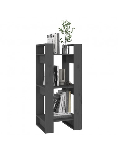 Libreria/Divisorio Grigio 41x35x91 cm in Legno Massello di Pino