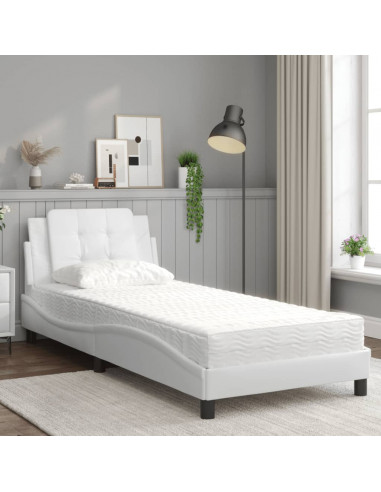 Letto con Materasso Bianco 80x200 cm in Similpelle