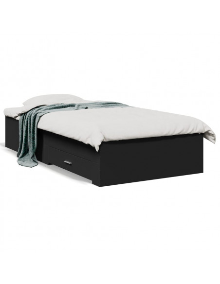 Giroletto con Cassetti Nero 90x190 cm in Legno Multistrato