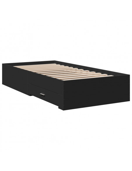 Giroletto con Cassetti Nero 90x190 cm in Legno Multistrato