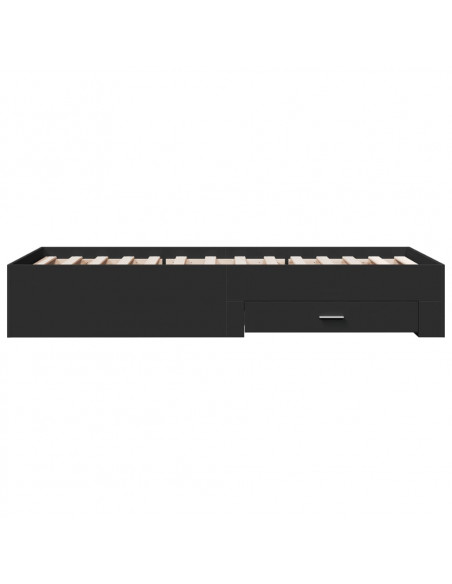 Giroletto con Cassetti Nero 90x190 cm in Legno Multistrato