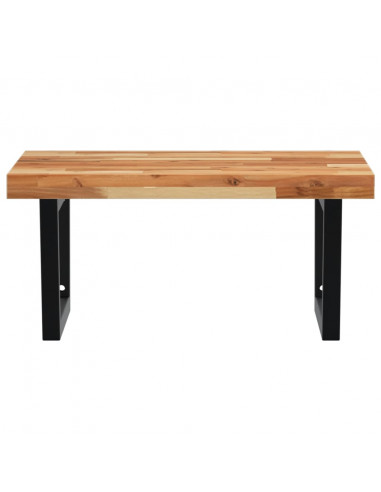 Ripiano a Parete per Lavabo in Acciaio e Massello di Acacia