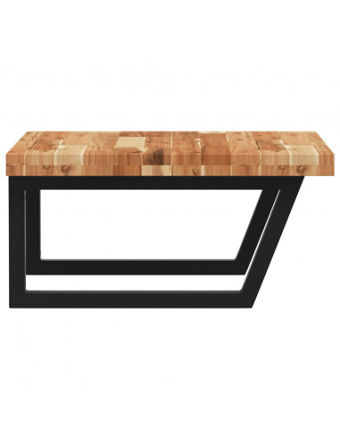 Ripiano a Parete per Lavabo in Acciaio e Massello di Acacia