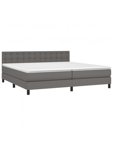 Giroletto Molle con Materasso e LED Grigio 200x200cm Similpelle