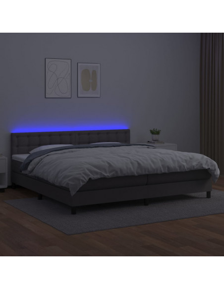 Giroletto Molle con Materasso e LED Grigio 200x200cm Similpelle