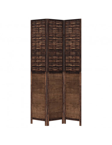 Divisorio Ambienti 3 Pannelli Marrone Scuro Massello Paulownia