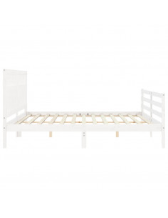 Giroletto con Testiera Bianco 200x200 cm in Legno Massello 2