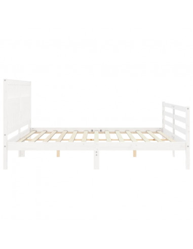 Giroletto con Testiera Bianco 200x200 cm in Legno Massello