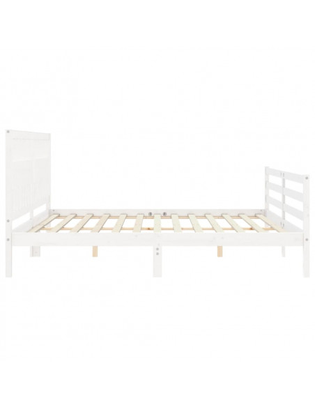 Giroletto con Testiera Bianco 200x200 cm in Legno Massello