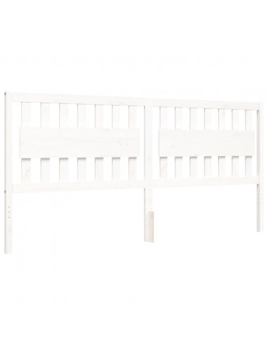 Giroletto con Testiera Bianco 200x200 cm in Legno Massello