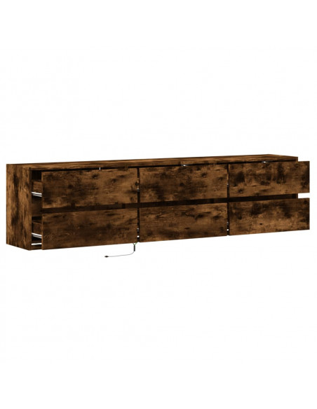 Mobile TV a Parete con LED Rovere Fumo 180x31x45 cm