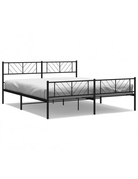 Giroletto con Testiera e Pediera Metallo Nero 200x200 cm