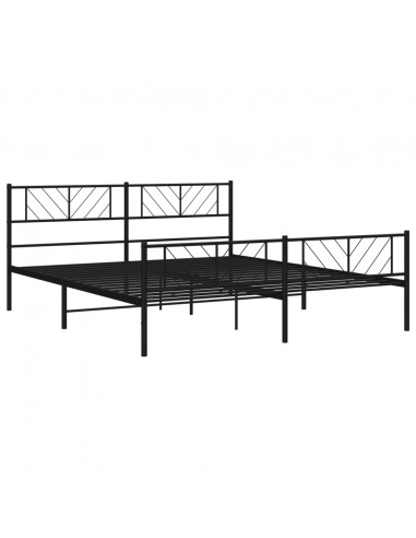 Giroletto con Testiera e Pediera Metallo Nero 200x200 cm