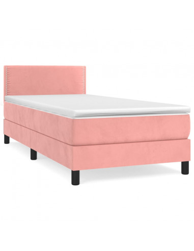 Giroletto a Molle con Materasso Rosa 100x200 cm in Velluto