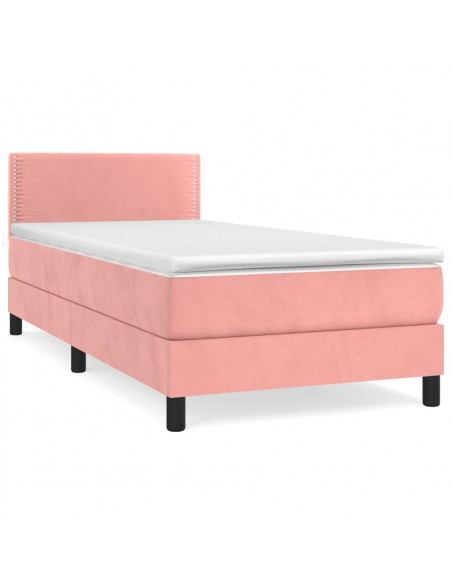 Giroletto a Molle con Materasso Rosa 100x200 cm in Velluto