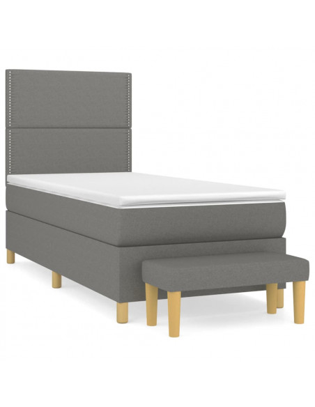 Giroletto a Molle con Materasso Grigio Scuro 90x190 cm Tessuto