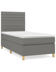 Giroletto a Molle con Materasso Grigio Scuro 90x190 cm Tessuto 2