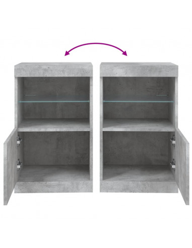 Credenza con Luci LED Grigio Cemento 41x37x67 cm