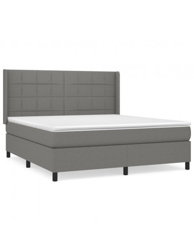 Giroletto a Molle con Materasso Grigio Scuro 160x200 cm Tessuto