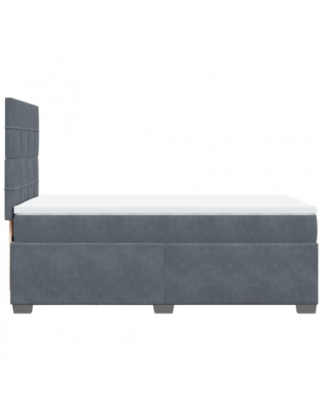 Giroletto a Molle con Materasso Grigio Scuro 80x200 cm Velluto