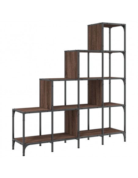 Libreria Rovere Marrone 122x30x132 cm Legno Multistrato Metallo