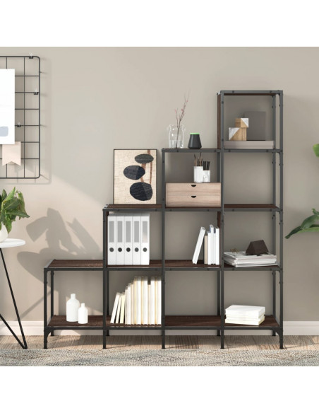 Libreria Rovere Marrone 122x30x132 cm Legno Multistrato Metallo