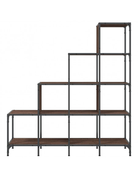 Libreria Rovere Marrone 122x30x132 cm Legno Multistrato Metallo