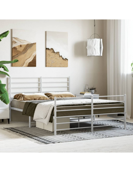 Giroletto con Testiera e Pediera Metallo Bianco 140x190 cm