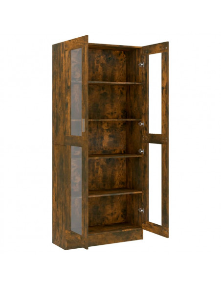 Mobile Vetrina Rovere Fumo 82,5x30,5x185,5 cm Legno Multistrato