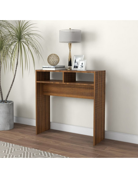 Tavolino Consolle Rovere Marrone 78x30x80 cm Legno Multistrato