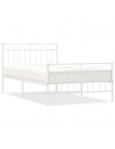 Giroletto con Testiera e Pediera Metallo Bianco 107x203 cm 2