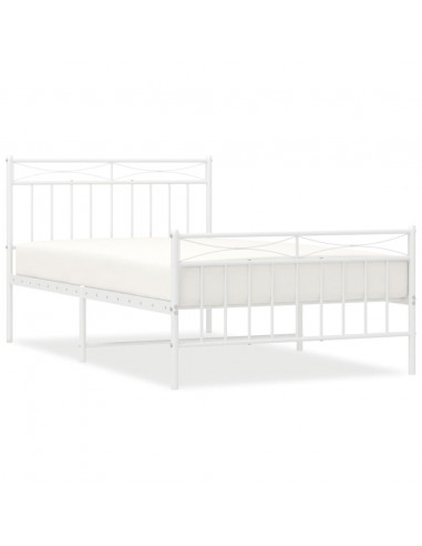 Giroletto con Testiera e Pediera Metallo Bianco 107x203 cm