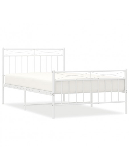 Giroletto con Testiera e Pediera Metallo Bianco 107x203 cm