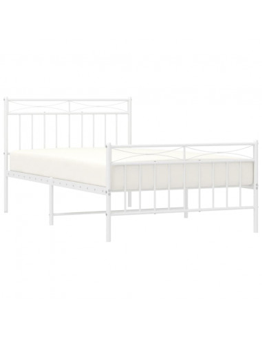 Giroletto con Testiera e Pediera Metallo Bianco 107x203 cm