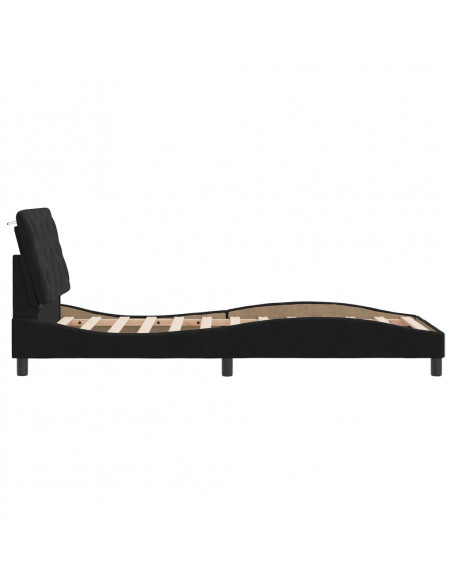 Giroletto con Luci LED Nero 90x200 cm in Velluto