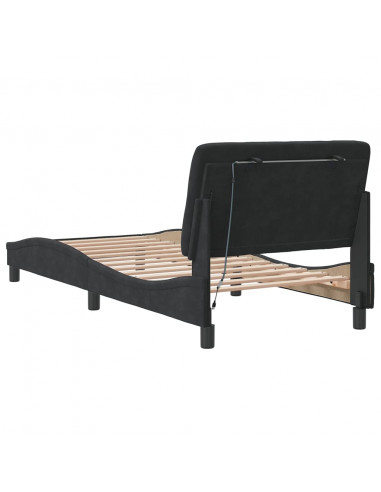 Giroletto con Luci LED Nero 90x200 cm in Velluto